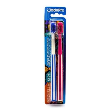 Imagem de Escova de Dente Infantil Pro Slim Kids 4050 Cerdas Ultra finas kit 2un JadePro (Branca/Rosa)