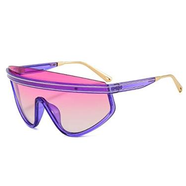 Imagem de Óculos de sol de luxo de uma peça para mulheres vintage tamanho grande meia armação com listras óculos de sol masculinos tons pretos, amarelo roxo, tamanho único