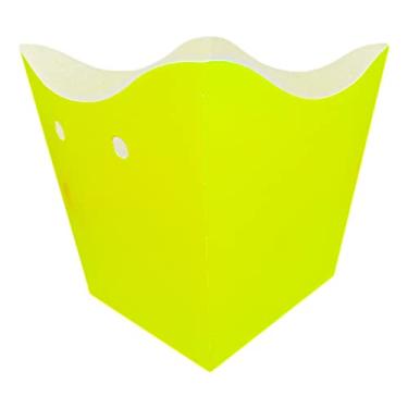 Imagem de Cachepot de Papel Liso Amarelo Neon Pequeno - 10 Unidades