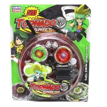 Kit 4 Beyblade Metal Led Pião Tornado Com Arena 2 Lançador