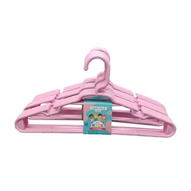 Imagem de Kit 45 Unidades Cabides Infantis Reforçado Roupa Infantil Bebê Cor: Rosa