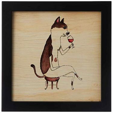 Imagem de Arte Maníacos Quadro Decorativo em Madeira Companhia Vinho - 46x32,5cm (Moldura caixa em laca preta)