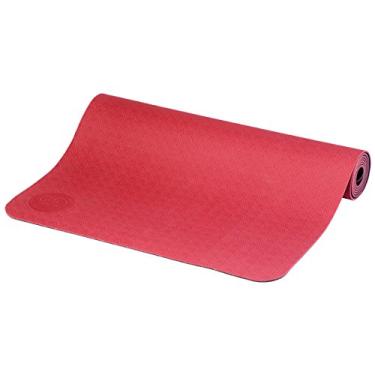 Imagem de Tapete de Yoga TPE, Colchonete de Yoga 100% reciclável, confortável, antiderrapante, indicado para pilates, ginástica 4mm 183x60 cm (Morango)