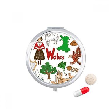 Imagem de Wales Landscap Caixa de armazenamento de medicamentos com bandeira nacional do Reino Unido