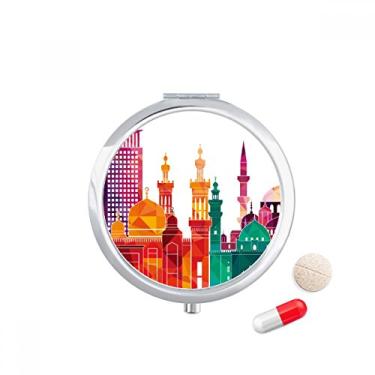 Imagem de Porta-comprimidos com estampa de cidade de Morden do Egito Antigo com compartimento para armazenamento de medicamentos