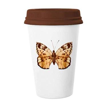 Imagem de Caneca Borboleta com asas marrons Caneca de café Copo de cerâmica Copo de cerâmica