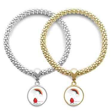 Imagem de DIYthinker Pulseira Happy Easter Festival Ovo Arco-íris Lover Bracelete Pingente Joias Presente de Casal