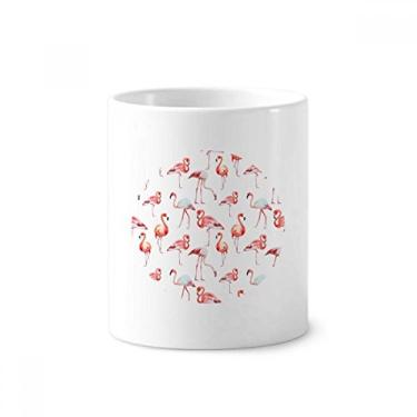 Imagem de Suporte para caneta de escova de dentes com estampa de flamingo, rosa e branco