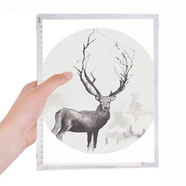 Imagem de Caderno de aquarela com efeito artístico de rena de Natal com folhas soltas diário recarregável