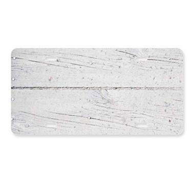 Imagem de DIYthinker Placa de licença com textura de papel de parede áspero piso de madeira branca placa de carro etiqueta de aço inoxidável