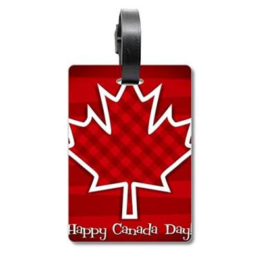 Imagem de Canadá Dia 4 de julho, folha de bordo quadrado, etiqueta de bagagem, etiqueta para cartão de bagagem, etiqueta