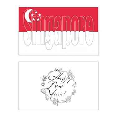 Imagem de Bandeira do país de Cingapura, nome do festival de ano novo, cartão de felicitações, mensagem de abençoamento presente