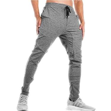 Imagem de (Large, Light Grey) - TBMPOY Men's Tapered Running Jogger Athletic Pants Gym Training Pants Zipper Bottom