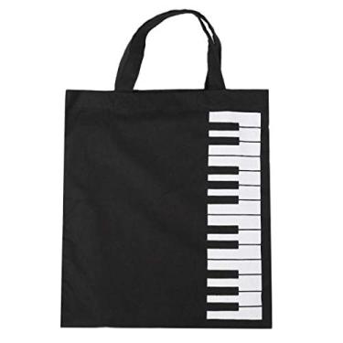 Imagem de Fashion Piano Keys Bolsa de partitura Bolsa de compras para mulheres e meninas Presente – Preta, conforme descrito
