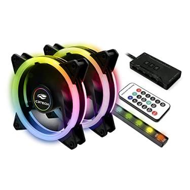 Imagem de C3Tech kit Cooler Fan F7-L600RGB Gaming 12cm com Iluminacao RGB conector ARGB de 6 pinos baixo ruido rolamento hidraulico 1200RPM