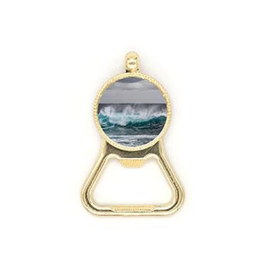 Imagem de Chaveiro de aço inoxidável com imagem da natureza e ondas do oceano do mar