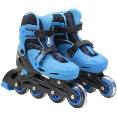 Imagem de Kit Patins 4 Rodas Azul Tamanho 32 - 35 R942 - Bbr Toys