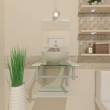 Imagem de GABINETE DE VIDRO PARA BANHEIRO 40CM CUBA REDONDA AC BRANCO