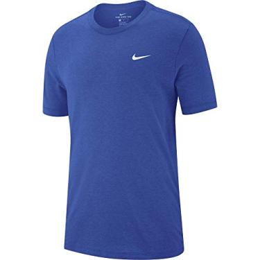 Imagem de Nike Camiseta masculina Dry Tee Drifit Algodão Crew Sólido, Game Royal/Branco, Médio