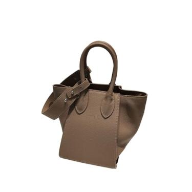 Imagem de Bolsa de ombro em couro legítimo com alça superior para mulheres Bolsa tipo pasta Bolsa com alça ajustável (F)