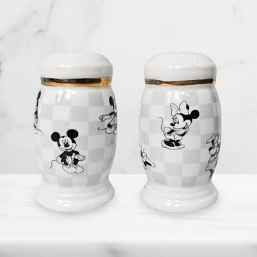 Imagem de 7STAR Conjunto de Saleiro e Pimenteiro Vintage do Mickey e Minnie Mouse - Cerâmica - Dispensador de Sal e Pimenta