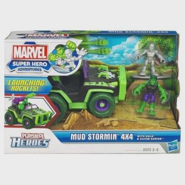 Imagem de Playskool Heroes Marvel Silver Surfer (surfista prateado), Hulk e veículo de batalha - Hasbro - muito raro! (pronta entrega! )