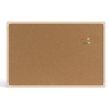Imagem de Quadro de Aviso Cortiça Moldura Madeira Pinus Neo STALO, 40x30