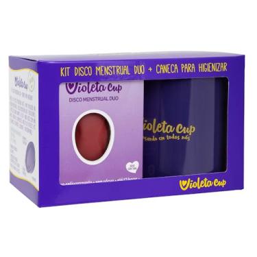 Imagem de Violeta Cup Kit Disco Menstrual Duo Mini + Caneca Higienizadora Cor Vermelho Para Colo Do Útero Médio E/Ou Baixo