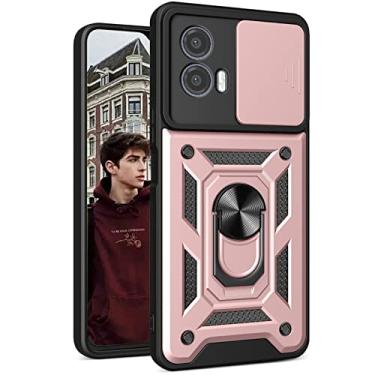Imagem de Ephoou Capa de telefone para Motorola Moto G53 5G, capa protetora resistente à prova de choque de grau militar para lente de câmera deslizante anel de dedo capa com suporte para Motorola Moto G53