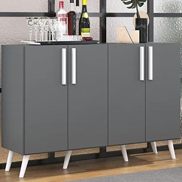 Imagem de Aparador Buffet 4 Portas com Pés Retrô Viena Multimóveis Grafite/branco