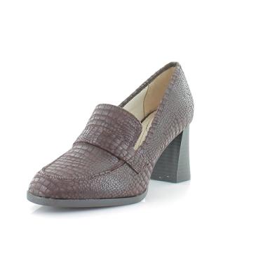 Imagem de LifeStride Mocassim feminino com salto bloco Farrah, Sapatos Croco chocolate, 8.5