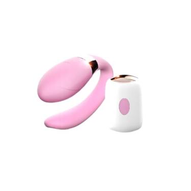 Imagem de Vibrador Casal em Formato U Estimulador Ponto G com Controle Remoto Brinquedo Sexual Silicone Aveludado 7 Intensidades Recarregável Sexo Vaginal e Anal (Rosa)