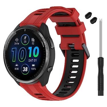 Imagem de TopPerfekt Pulseira compatível com Garmin Forerunner 965, pulseira de silicone macio de substituição para relógio inteligente 965 para mulheres e homens, vermelha - preta