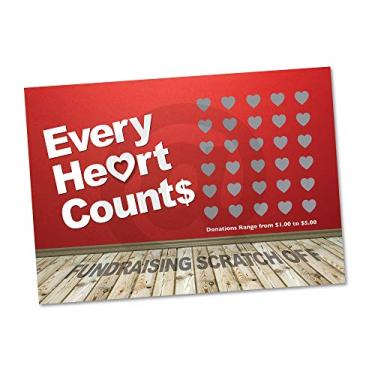 Imagem de Every Heart Counts Fundraising Scratch Off Cards - (20 cartões) - Levante $2.000. Você mantém todo o lucro!