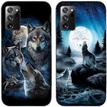 Imagem de 2 peças Moon Wolf Group Capa de telefone traseira impressa TPU gel silicone para Samsung Galaxy All Series (Galaxy Note 20 Ultra)