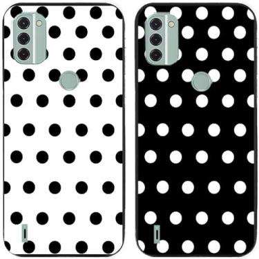Imagem de 2 peças preto branco bolinhas impressas TPU gel silicone capa de telefone traseira para Nokia todas as séries (Nokia C31)