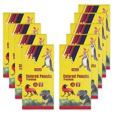 Imagem de CCFOUD Lápis de cor – 9 pacotes de 12 unidades, conjunto de 108 unidades, material escolar pré-afiado a granel para professores e crianças