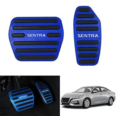 Imagem de Kakash Acessórios interiores personalizados para Nissan Sentra 2020 2021 2022 liga de alumínio capas de pedal acelerador a gás, antiderrapante sem perfuração pastilhas de pedal de freio 2