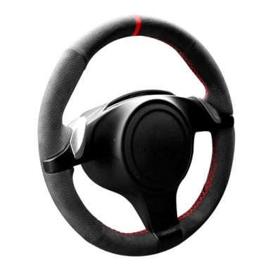 Imagem de Alfanxi Costura à mão Itália Alcantara Capa para volante de carro envoltório para Porsche 911/Panamera/Panamera E-Hybrid (Alcântara + faixa vermelha)