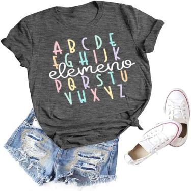 Imagem de Camiseta feminina professora vida ABC alfabeto elemento animal impressão gráfico camiseta presente professor camiseta ensino, Preto - 1, G