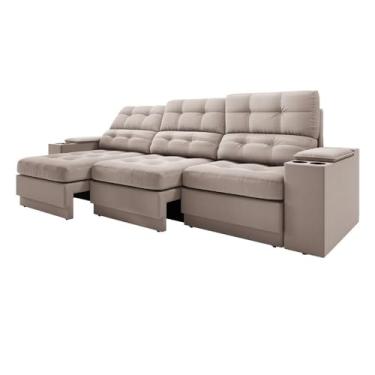 Imagem de Sofá com Usb Retrátil e Reclinável Eureka 2,30m Bege