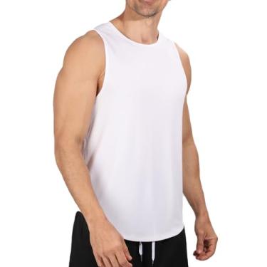 Imagem de Camiseta regata canelada lisa para academia masculina verão outono gola canoa colete masculino 2024 ajuste regular, C-58 Branco, G
