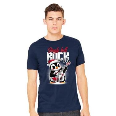 Imagem de TeeFury - Jingle Bell Rock Penguin - Camiseta masculina animal, pinguim, Azul marino, 5G