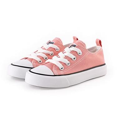 Imagem de PATPAT Tênis infantil de lona para meninos e meninas sem cadarço para crianças pequenas e grandes, rosa, 18