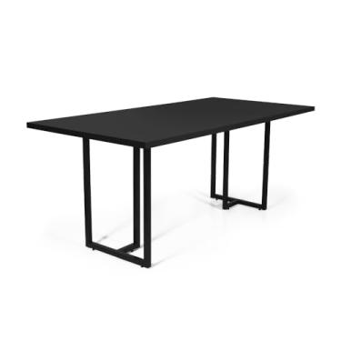 Imagem de Mesa de Jantar Retangular Industrial 6 Lugares 160x90cm Atos Preta - Straub Web