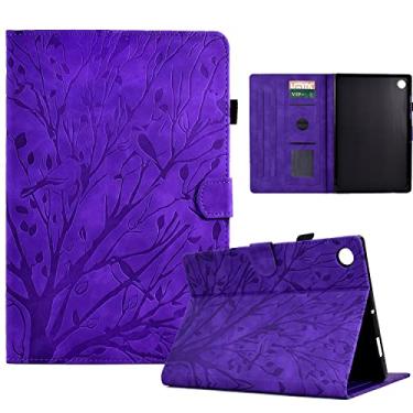 Imagem de Capa vintage para tablet compatível com Samsung Galaxy Tab A9 Plus capa de 11 polegadas, couro PU premium, visualização em vários ângulos com 2 compartimentos para cartão de crédito(Purple)