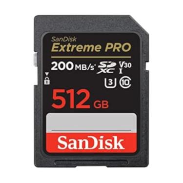 Imagem de SanDisk Cartão de memória 512GB Extreme PRO SDXC UHS-I - C10, U3, V30, 4K UHD, cartão SD - SDSDXXD-512G-GN4IN, cinza escuro/preto