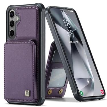 Imagem de Capa de couro carteira de cartões magnéticos para Samsung Galaxy S24 Ultra S23 FE S22 Plus A55 A35 A15 A54 A14 A24 A34 5G Capa de suporte, roxa, para Sumsung S21ULTRA