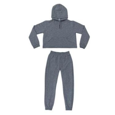 Imagem de Conjunto Moletom Cropped - Cinza Color Fest-Feminino