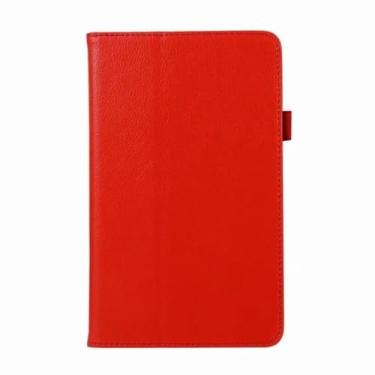 Imagem de Capa flip de couro PU para Amazon Fire HD10 2023 13ª geração HD 10 Plus 2021 11ª geração 2019 9ª 2017 7ª capa protetora (vermelha, Fire HD10 2021)